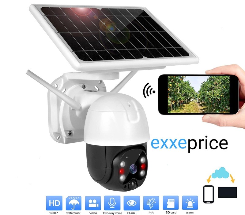 PTZ Solar Panel Surveillance Camera – Robotic White 360 IP68