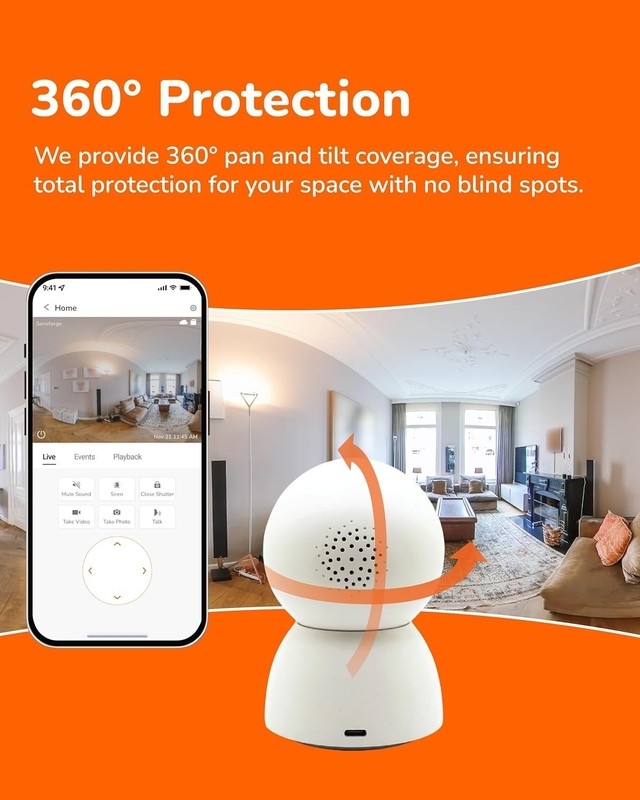 Smart Home 2.5K Camera – Full Coverage, Pet Monitoring & Two-Way Talk gallery