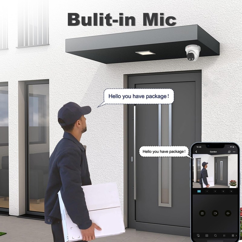 4MP PoE IP Camera, Turret Security IP Camera Outdoor Indoor Wired, AI Human M... gallery