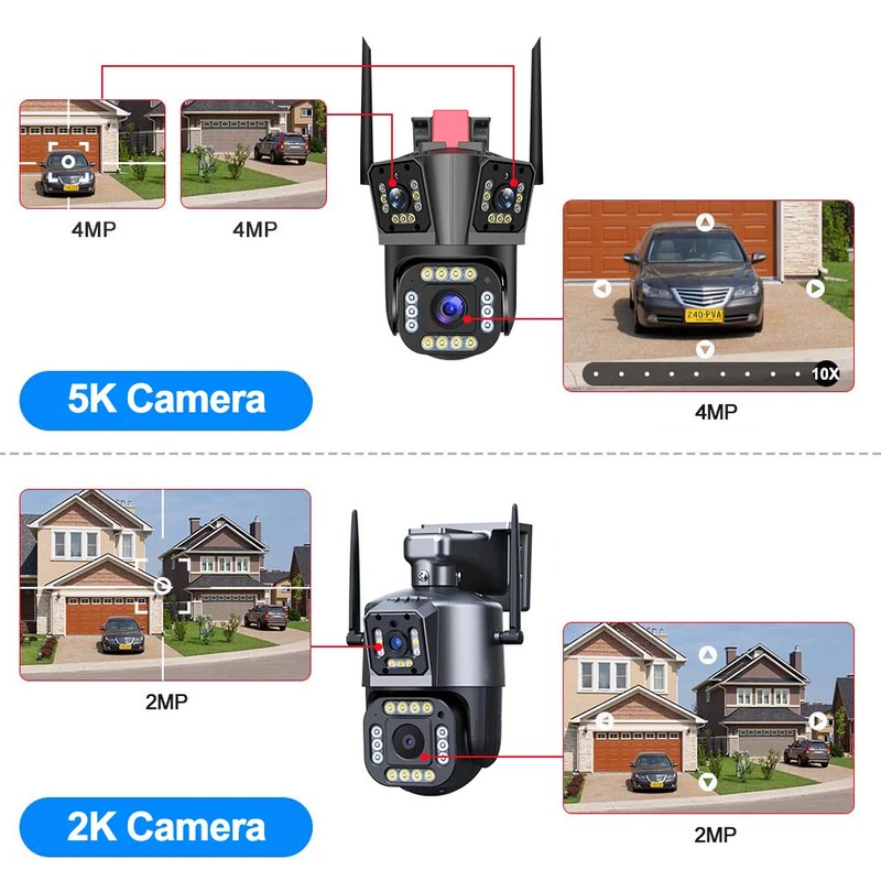 5K 12MP WiFi IP Camera Outdoor PTZ Auto Tracking Waterproof Security CCTV Video gallery