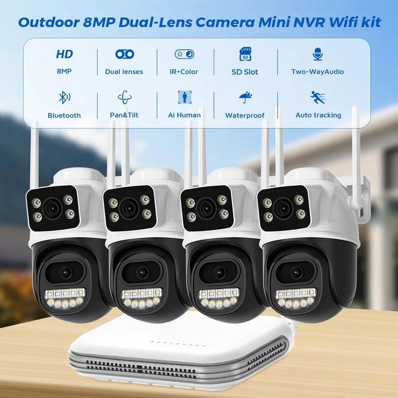 8MP Audio WiFi IP Camera Outdoor 8CH Mini NVR CCTV Security Night Vision Videos gallery