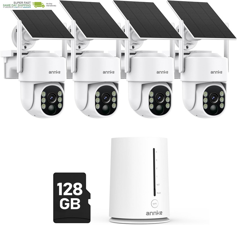 4MP Solar Security Cameras Wireless Outdoor, 4-Cam Home Camera System | 5MP Home