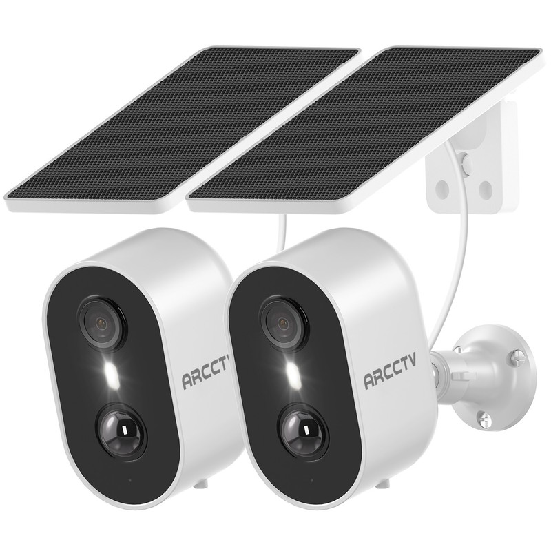 ARCCTV Solar Security Camera 3MP WiFi Audio Wireless Battery Home Outdoor 2PACK