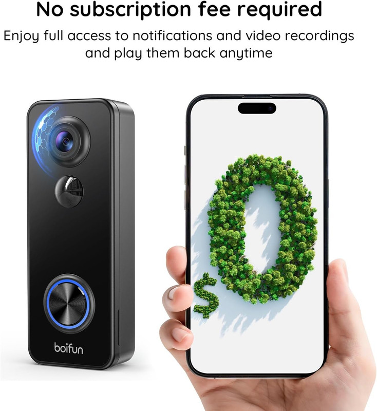 Video Doorbell Camera Wireless, 180° Wide View, 2K, No Subscription | AI Human D gallery