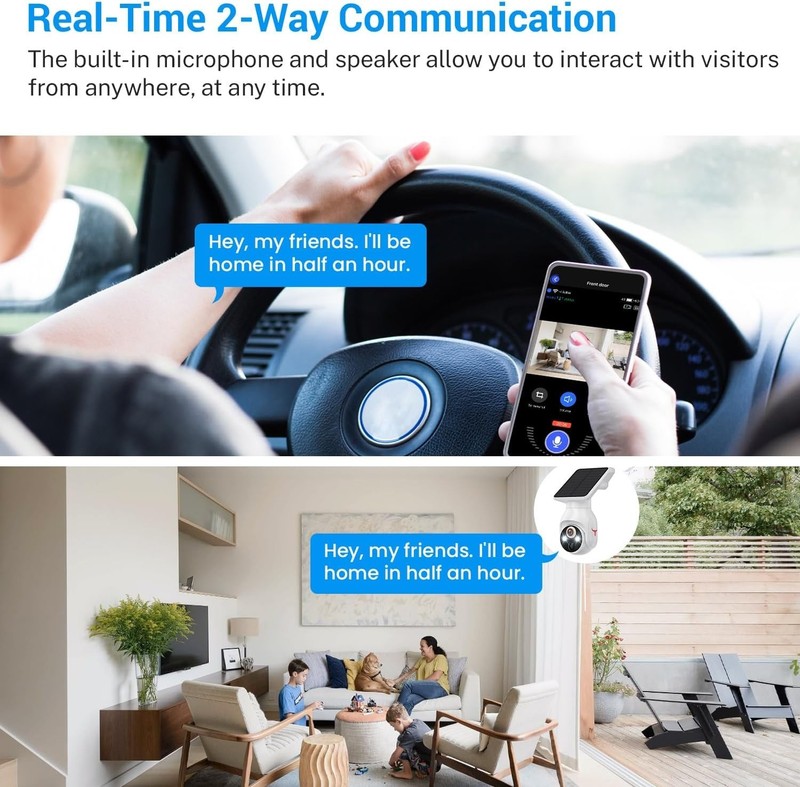 1080p Security Camera Wireless with Solar Panel, Smart AI Human Detection, 2-Way gallery