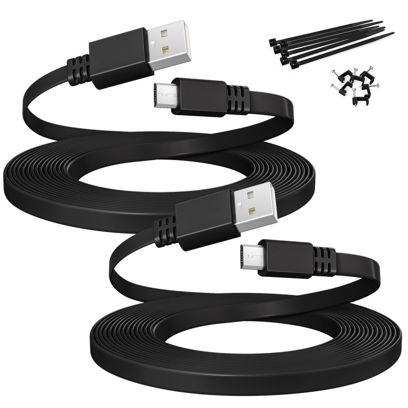 Itramax Micro USB Extension Cable 20FT 2Pack,Flat to 20FT/6M, Black
