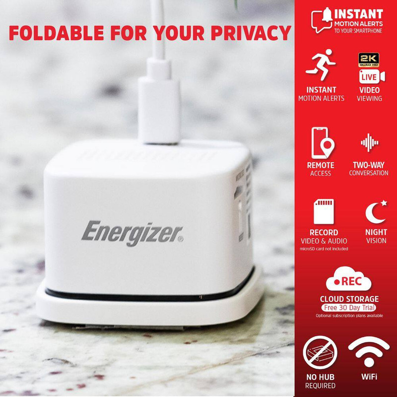 Smart Wi-Fi 2K QHD Foldable Privacy Plug-In Indoor Security Camera in White gallery