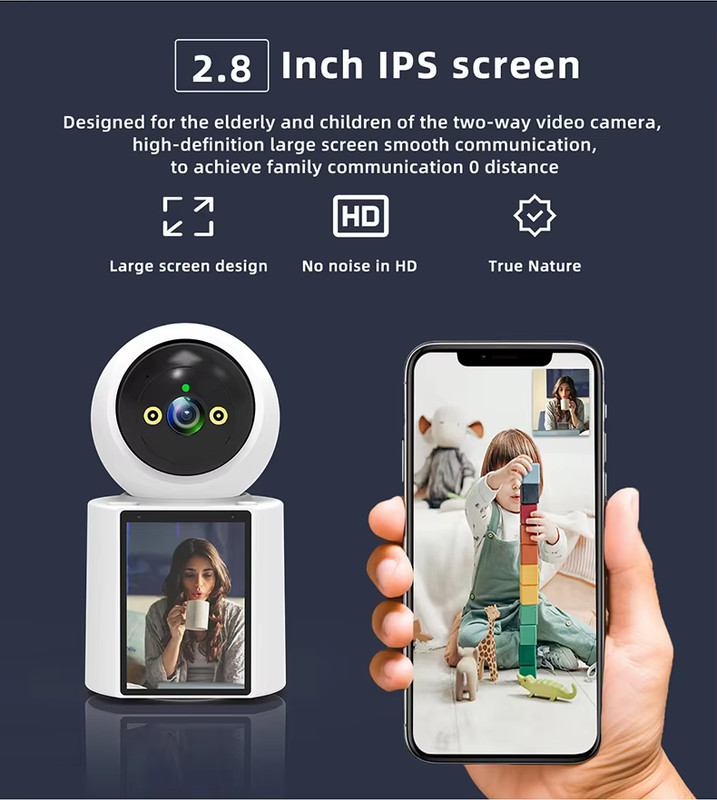 3MP 2-Way 2K Video Call Indoor Security Camera/2.8Inch Screen/One-Button Call gallery