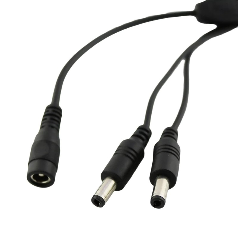 UpperFu 2pcs CCTV DC Power Splitter Cable 5.5mm x 2.5mm Female 1 foot, Black gallery