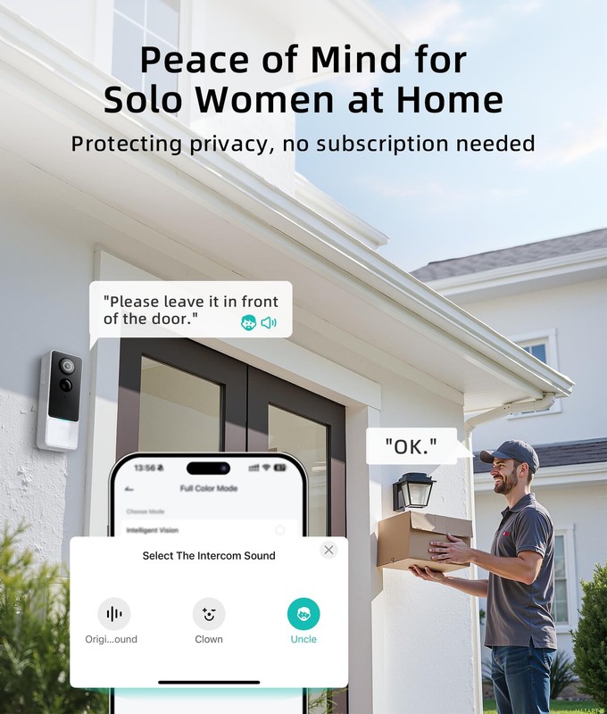 3MP Camera Doorbell Wireless Video- No Subscription Required gallery