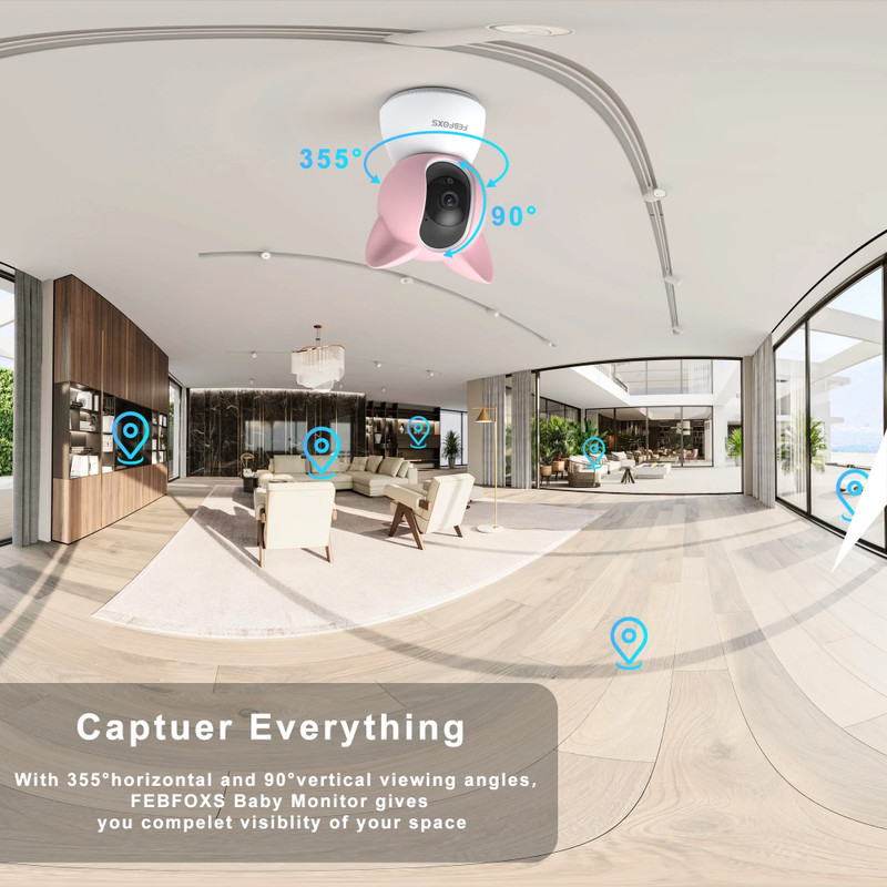 FEBFOXS 2K Baby Monitor, 5G/2.4G WiFi, 360° Pan/Tilt, Night Vision, 2-Way Audio gallery