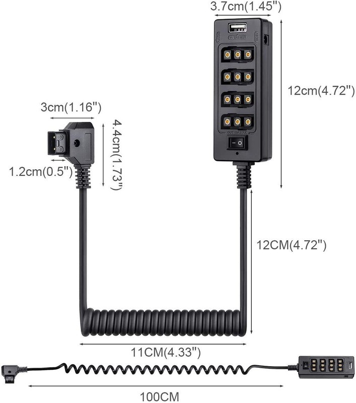 Dtap Splitter Cable With Power Switch Male Dtap To 4 Female D Tap 2 Dc Usb For V gallery