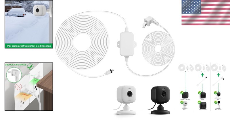 Extra Long Power Cord for Blink XT3/XT2/Mini - White gallery