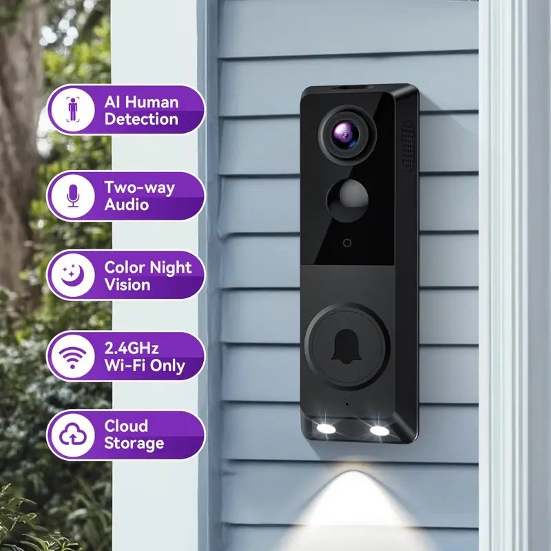 1080P Wireless Video Doorbell Camera with Chime Color Night Vision 2-Way Talk