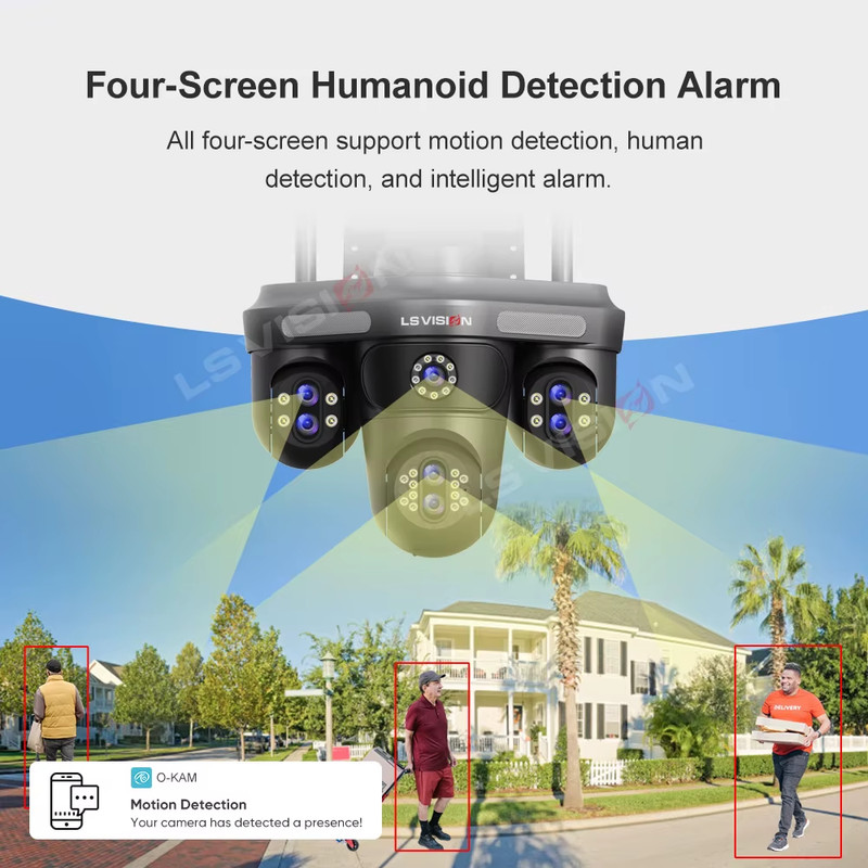 36MP WiFi Security Camera 10X Optical Zoom 4 Screen & 7 Len & 3 PTZ Wireless IP gallery