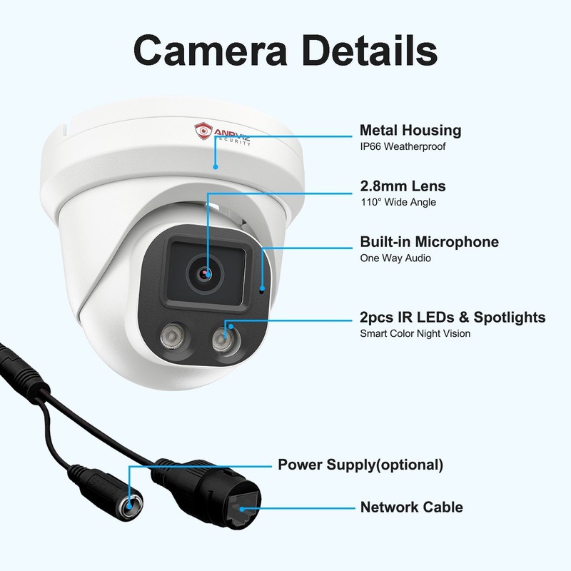 Anpviz 4MP PoE IP Camera Outdoor AI Human Motion Detection Smart Dual Light NDAA gallery