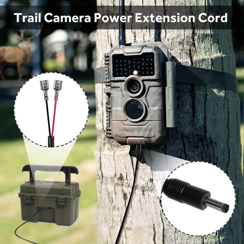 Trail Camera Power Cable, 5.5x2.1mm DC, Compatible with Stealth Cam, Spypoint, gallery