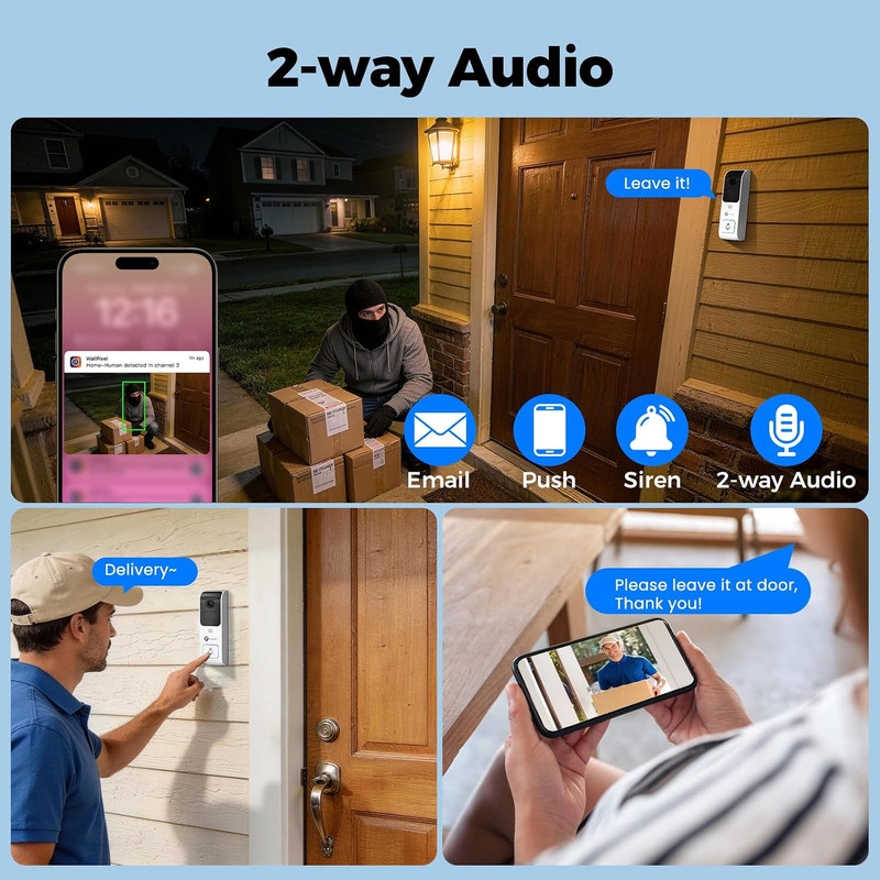 xmartO 2.4G/5G Dual Band Smart Video Doorbell Camera, Home Security Live View, 2 gallery