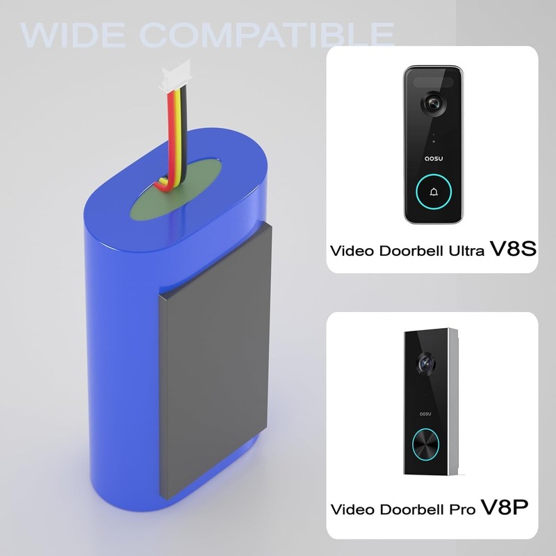 2pack 7000mAh Rechargeable Battery for AOSU Video Doorbell V8 V8S, V8P, V8P1AX11 gallery