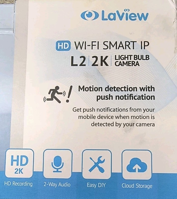 LaView Bulb Security Camera 2.4GHz, 360° Motion Detection 2-Way Audio Cloud & SD gallery
