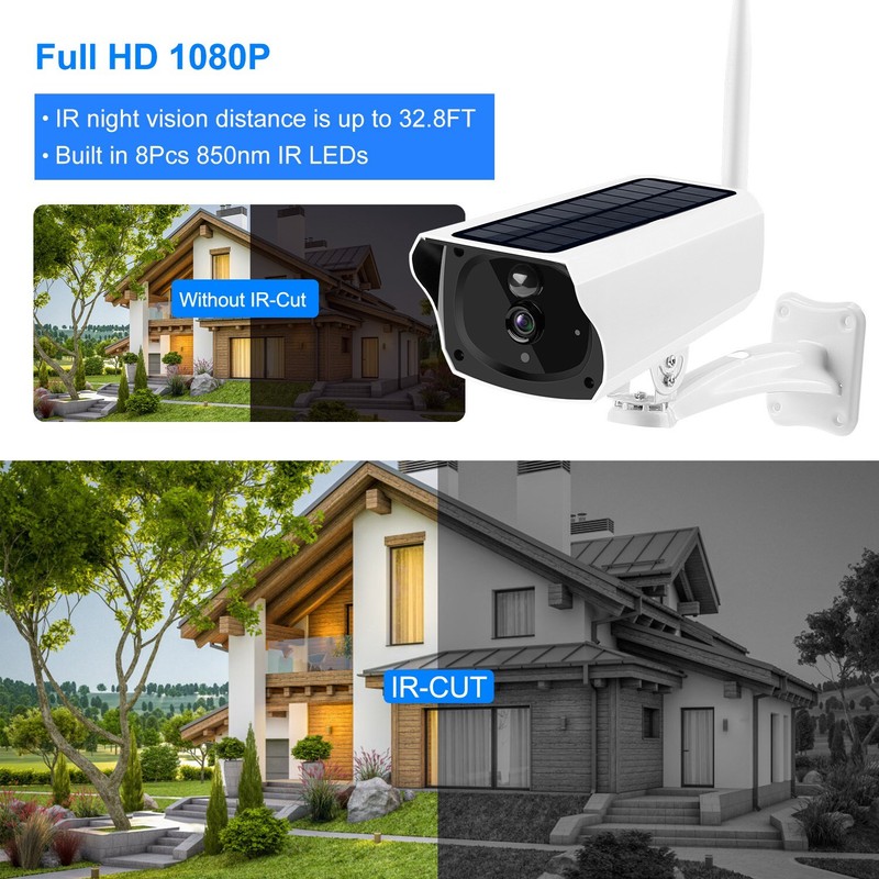 HD 1080P Solar Power WiFi Cam Indoor Outdoor Security IP Camera IR Night Vision gallery