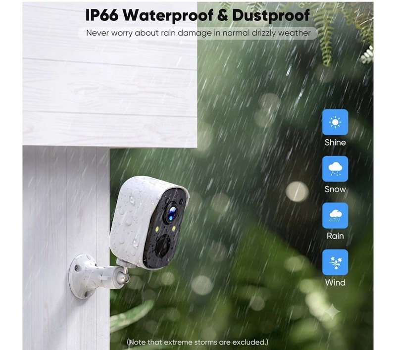 Smart Camera IP66 Outdoor Weatherproof Wi-Fi Surveillance Camera White gallery