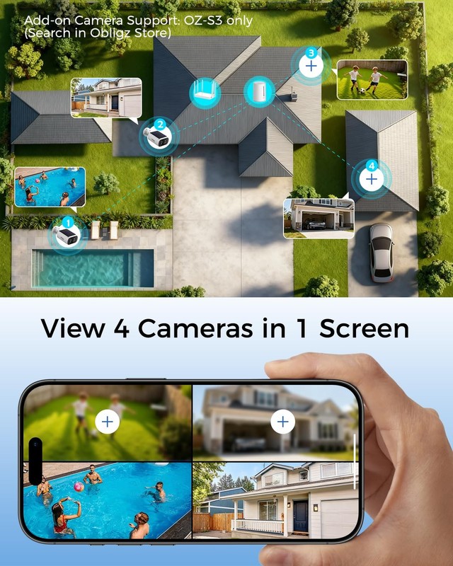 obligz Solar Security Cameras Wireless Outdoor, 4MP Cameras for Home Security... gallery