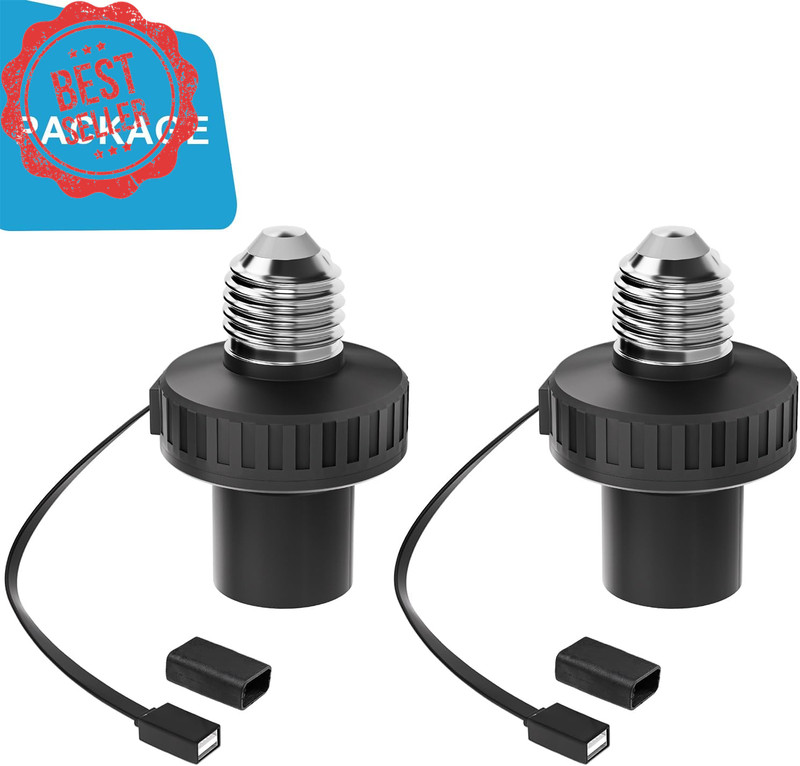 2 Pack Lamp Socket USB Power Adapter for Wyze Cam V3 V4 Pan E26 5V 2A Black gallery