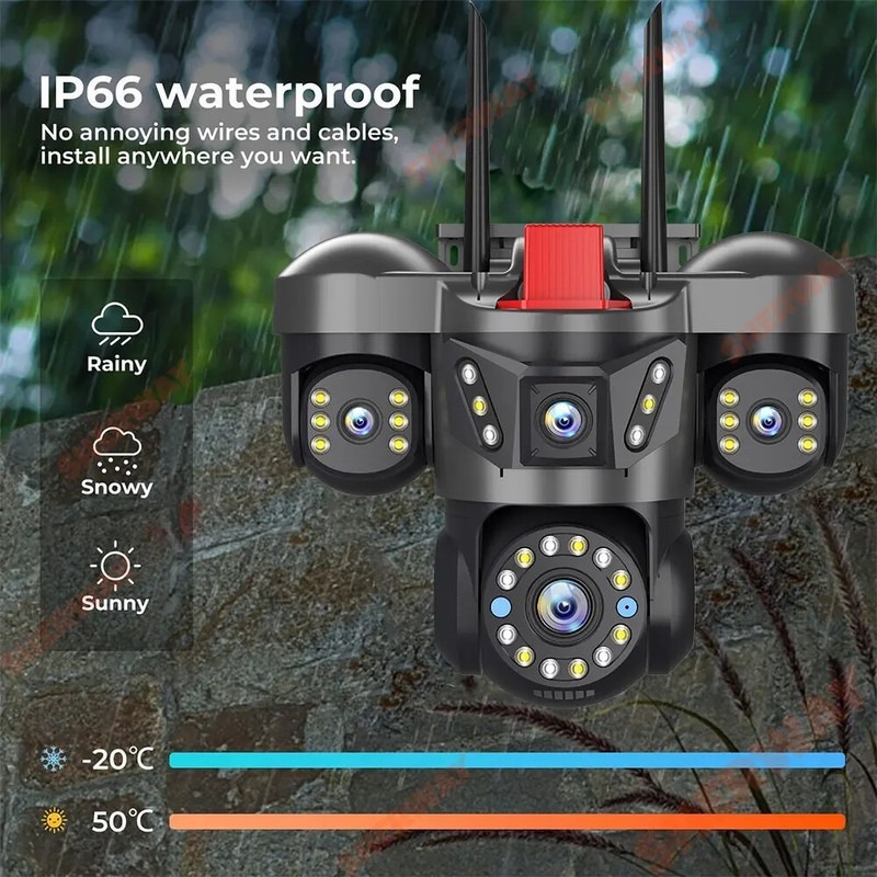 5MP 4 Lens Home Security WiFi Camera Outdoor 10K Wireless 4 Screens 16X Zoom PTZ gallery