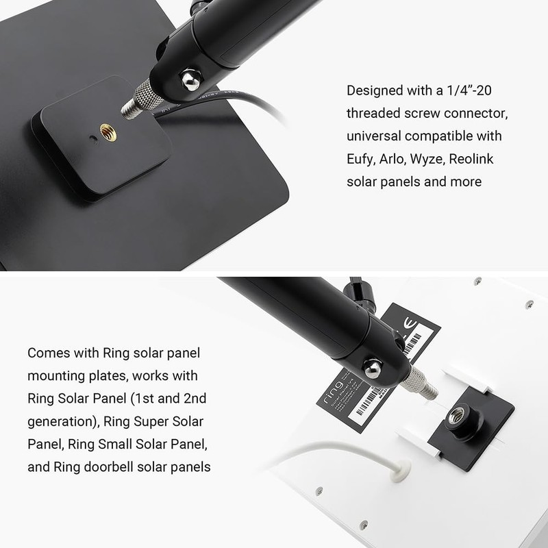 Universal Solar Panel Pole Mount for Ring, Eufy, Arlo, Wyze, Reolink Solar Pa... gallery