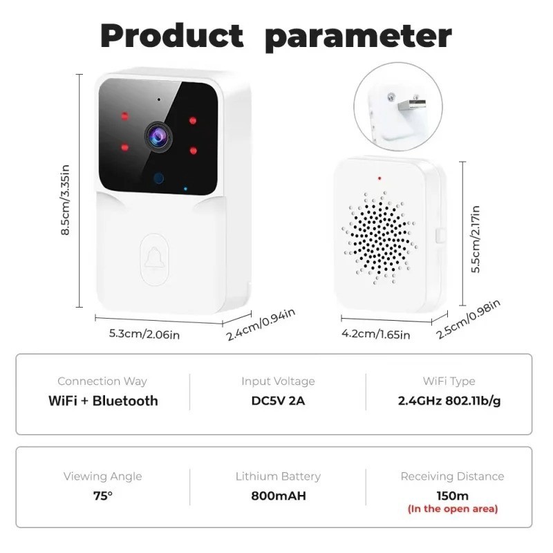 HD Smart WiFi Video Doorbell Night Vision Rechargeable 1:1 gallery