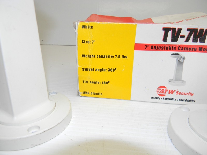 Lot of 2 ea. ATW Security TV7W TV-7W 7 Inch Camera Mount Bracket Stand White gallery