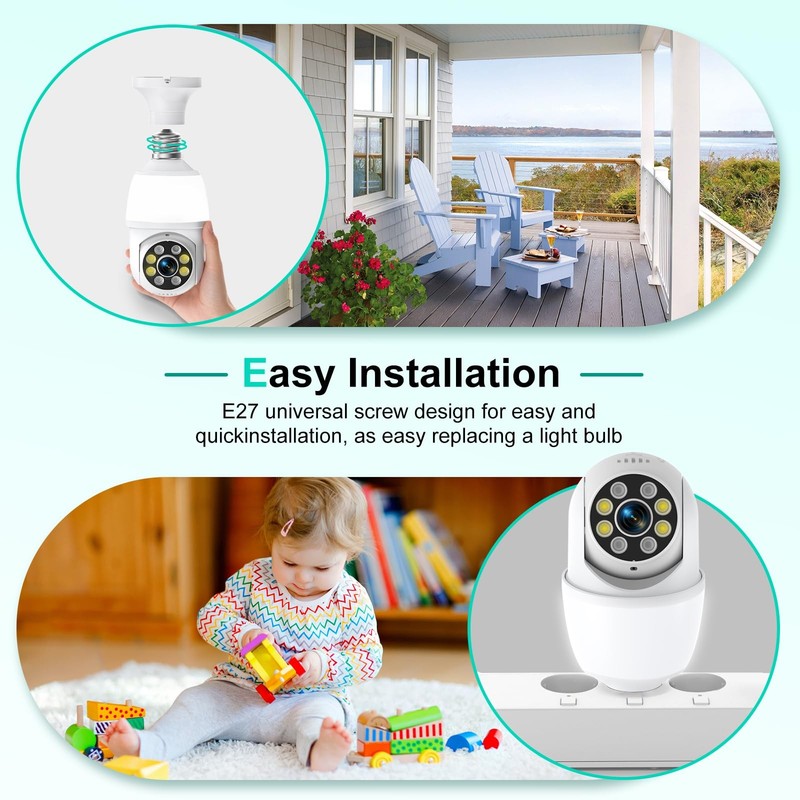 2K Light Bulb Security Camera, 2.4GHZ WiFi Lightbulb Security Cameras Wireles... gallery