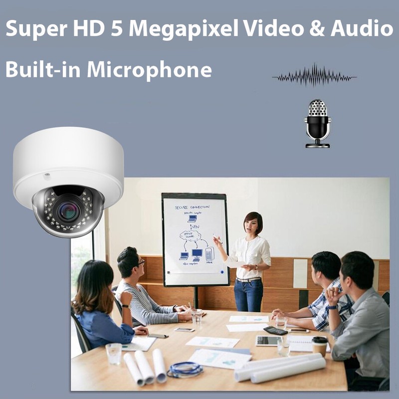 8 Channel NVR 6 x 5MP AI 2.8-12mm Varifocal Mic IP PoE Dome Security Camera 2TB gallery