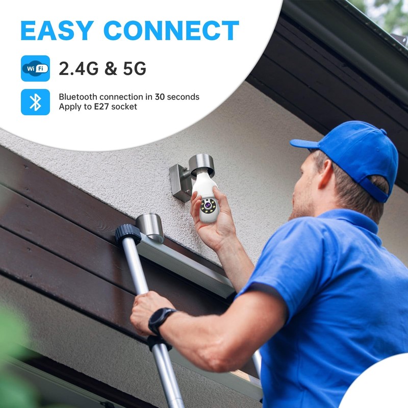 2K Light Bulb Security Camera 5G&2.4G WiFi Cameras 2PACK, White gallery