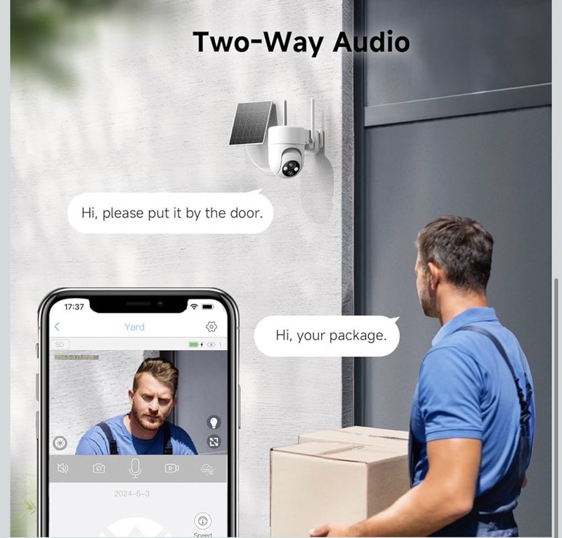 (2Pack) 2K Solar Security Cameras Wireless Outdoor 360° View Home Security WIFI gallery
