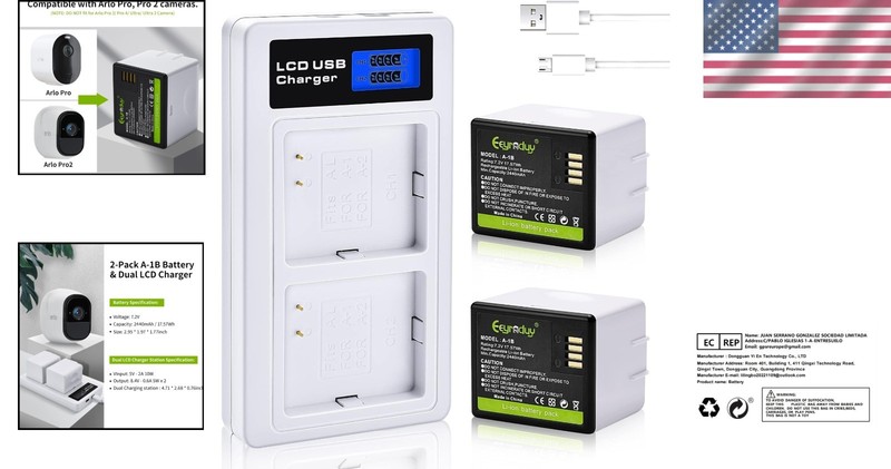 2-Pack Rechargeable Batteries and Charger for Arlo Pro/Pro 2 gallery