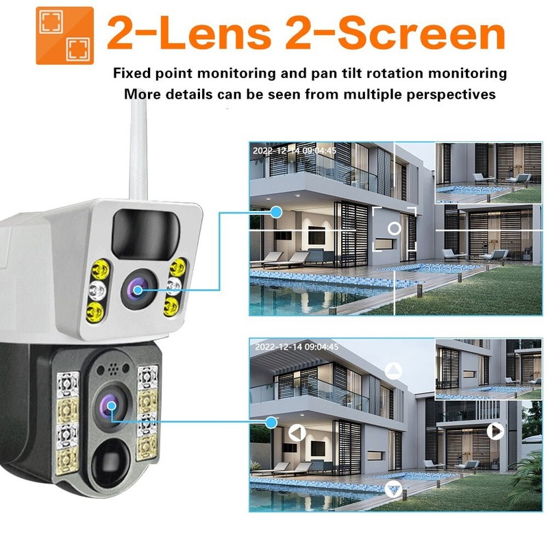 Solar Dual Cameras 360° HD Monitor Waterproof Night Vision Light Energy Charging gallery