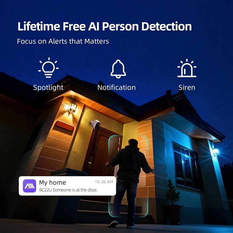 2.5K Wireless Home Security Cameras Outdoor WiFi, Non-Subscription AI Person ... gallery