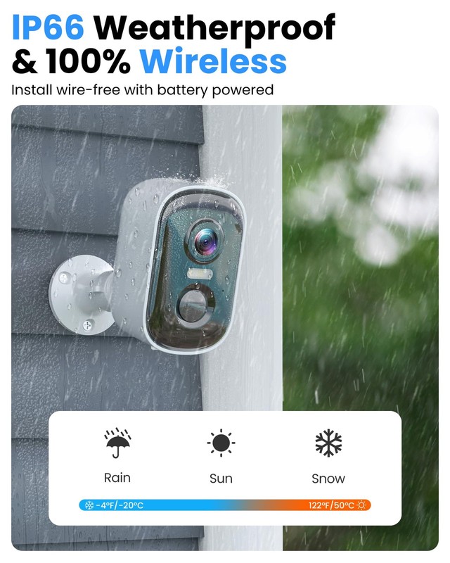 Outdoor Security Camera Wireless, 2K Battery Powered WiFi Cameras for Home Se... gallery