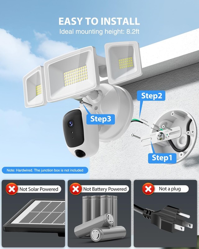 6500LM Floodlight Hardwired, 2K HD Outdoor with Motion-Activated, Color Night... gallery