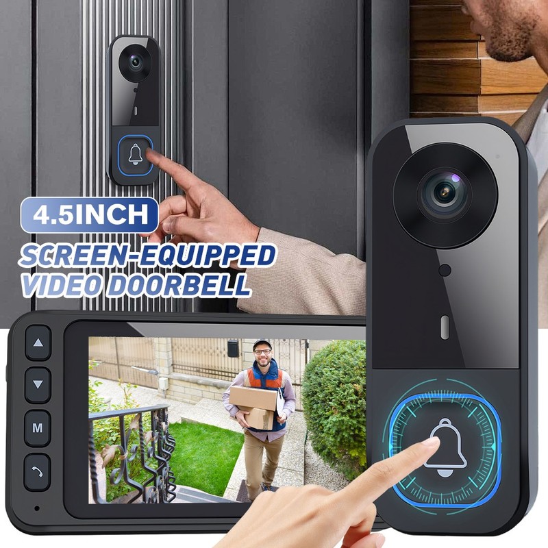 Wireless Video Doorbell Camera Intercom System 4.5" IPS Monitor No WiFi Needed gallery