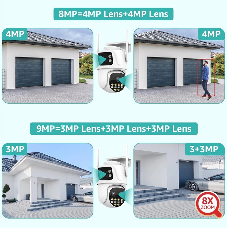3 Lens HD 9MP WiFi IP Camera Wireless Outdoor CCTV PTZ Home Security IR Camera gallery