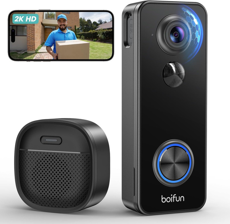 2K 180° Head‑To‑Toe View Doorbell Camera Wireless – No Subscription, Smart AI De