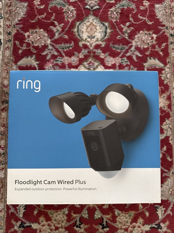 Ring Floodlight Cam Wired Plus Outdoor Smart Security Camera 1080p HD Black