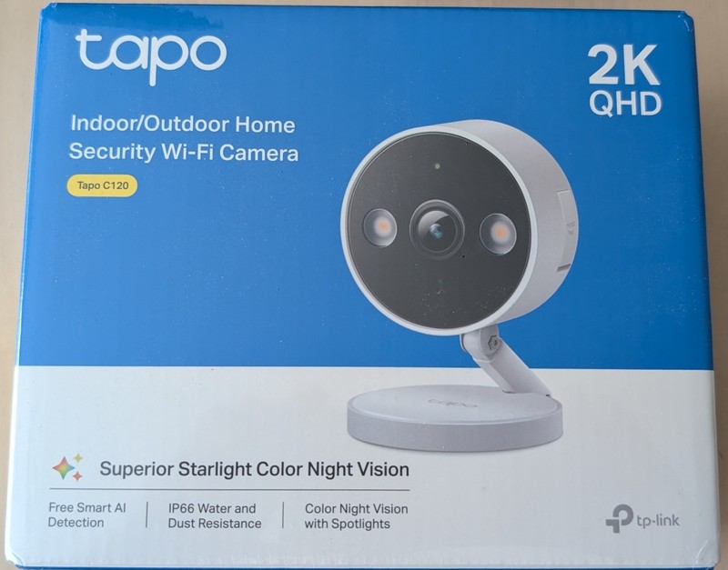 TP-Link Tapo 2K QHD Indoor Outdoor Home Security WiFi Camera (C120) – NEW SEALED
