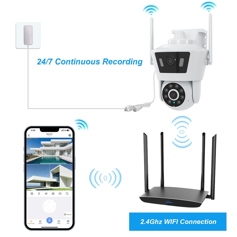 ANRAN 4MP Wireless Pan/Tilt Security Camera Outdoor Dual Lens WiFi Audio Cameras gallery