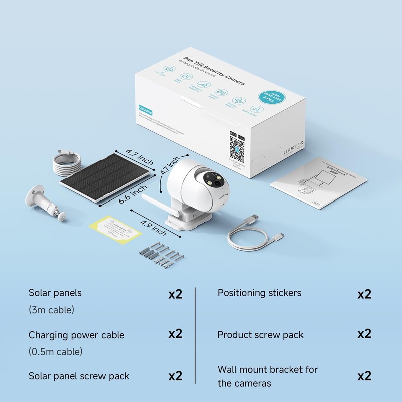 2K Solar Security Cameras Wireless Outdoor, 2PCS Outdoor Camera Wireless with... gallery