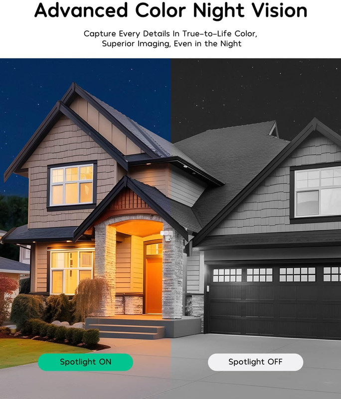 winees Floodlight Camera, 2K HD Dual-Lens Outdoor Security Camera, 180 Degree Pa gallery