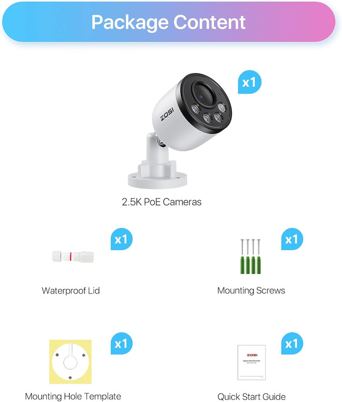 ZG1804E 4MP Add-On Camera with Audio,Outdoor Poe Security Camera with Night Visi gallery